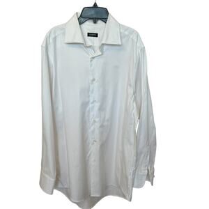New  ~ ZANETTI ~ Men's White Cotton Dress Shirt Size 16.5 (32-33)